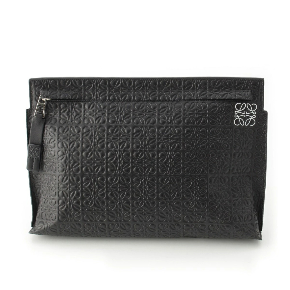 Loewe Leather Repeat Anagram Clutch Bag Black